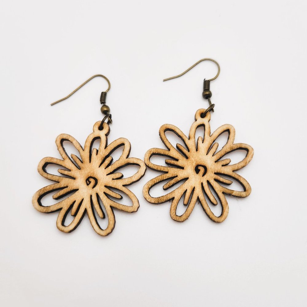 2/$30 SALE Wooden Starburst Earrings - Handmade & Lightweight
